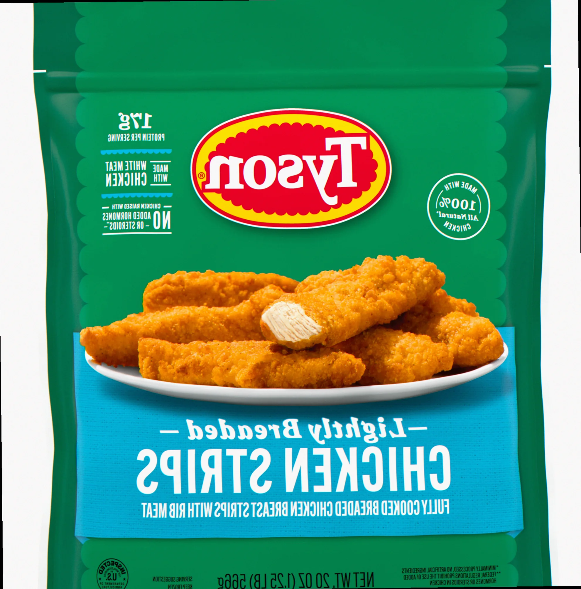 Lightly breaded chicken strips